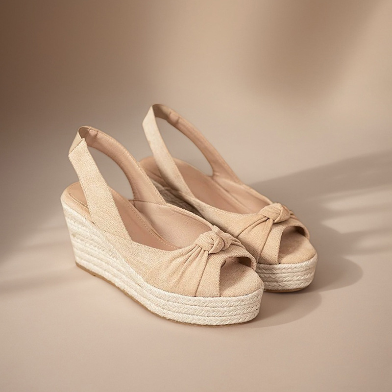 Wedge Espadrille Women - Sandálias de Salto Alto Bege LIHUAMAO