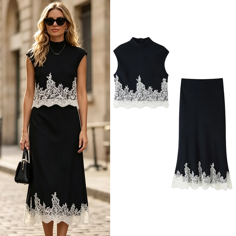 Midi Skirt Floral - Conjunto de saia feminina elegante em