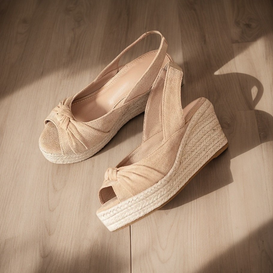 Sandálias de Salto Alto Bege L - Wedge Espadrille Women avaliação e preço