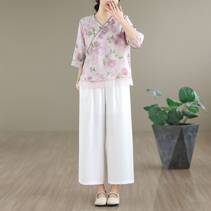 Conjunto de Moda Casual Femini - Linen Pant Wide avaliação e preço