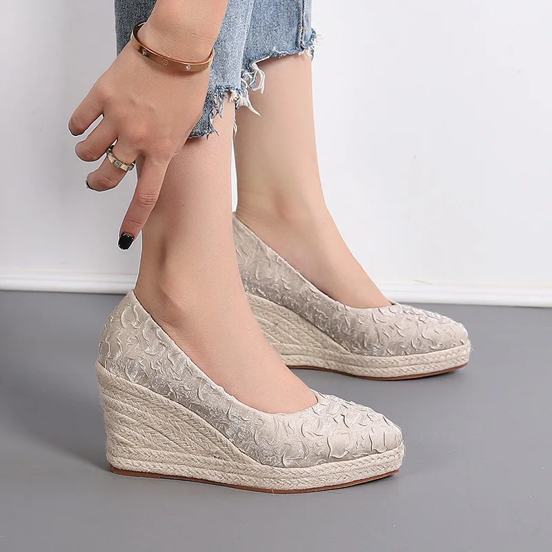 Sapatos de Salto Alto com Plat - Wedge Espadrille Women avaliação e preço