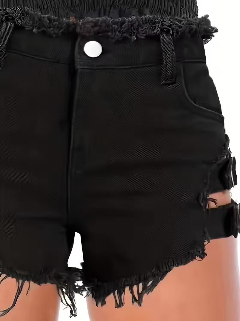 Shorts Jeans Feminino Preto Ci - Shorts Denim Frayed avaliação e preço