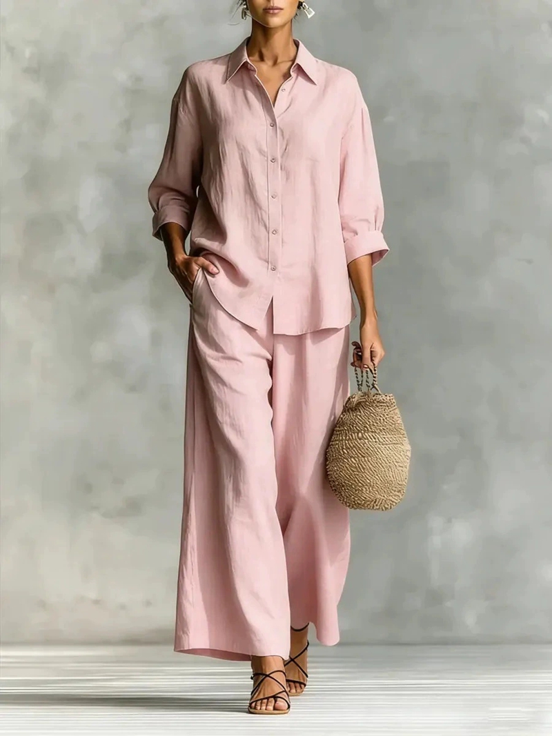Conjunto Casual Feminino Novo  - Linen Pant Wide avaliação e preço