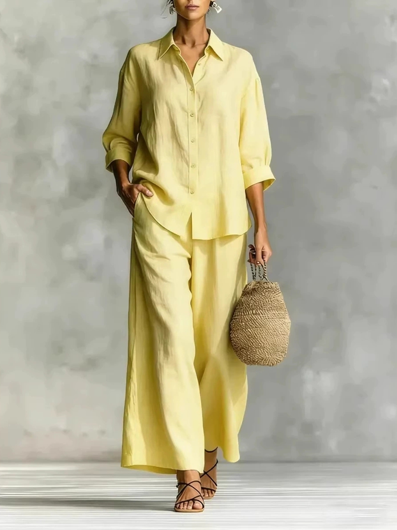 Conjunto Casual Feminino Novo  - Linen Pant Wide avaliação e preço