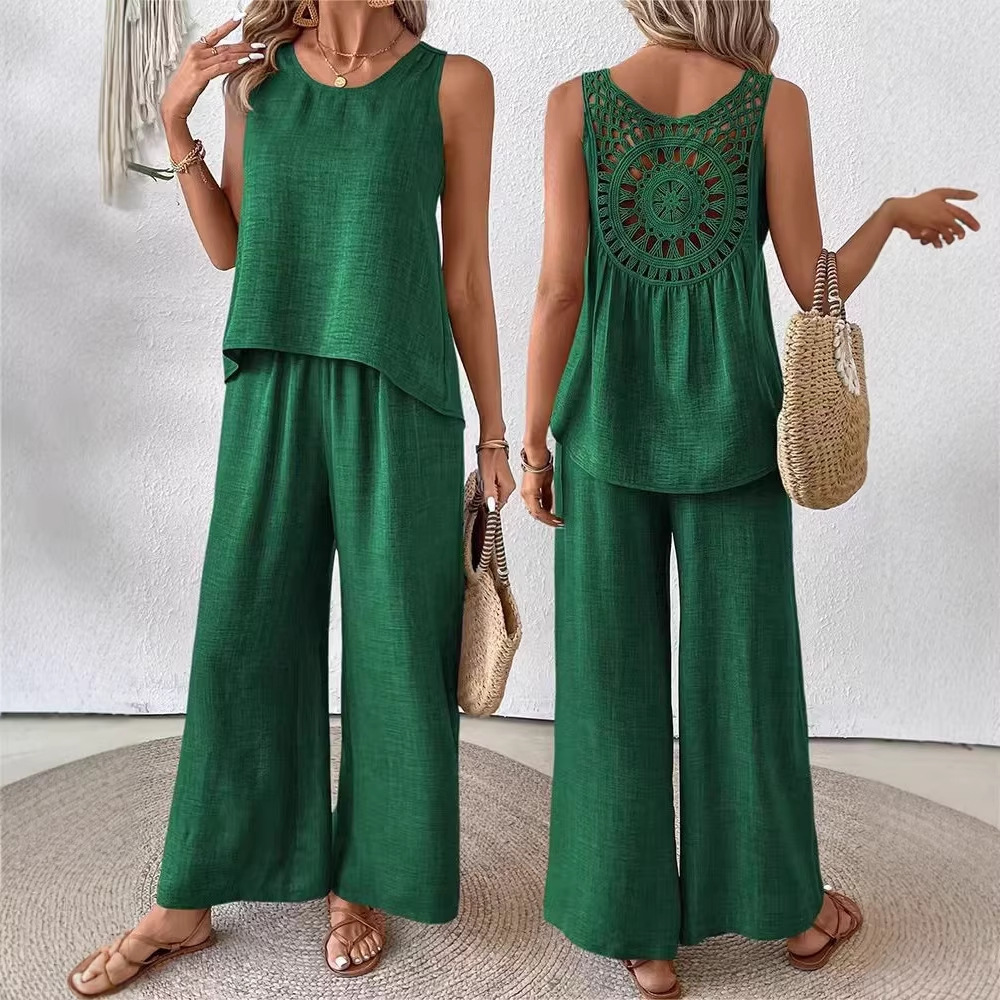 Conjunto Feminino de Duas Peça - Linen Pant Wide avaliação e preço