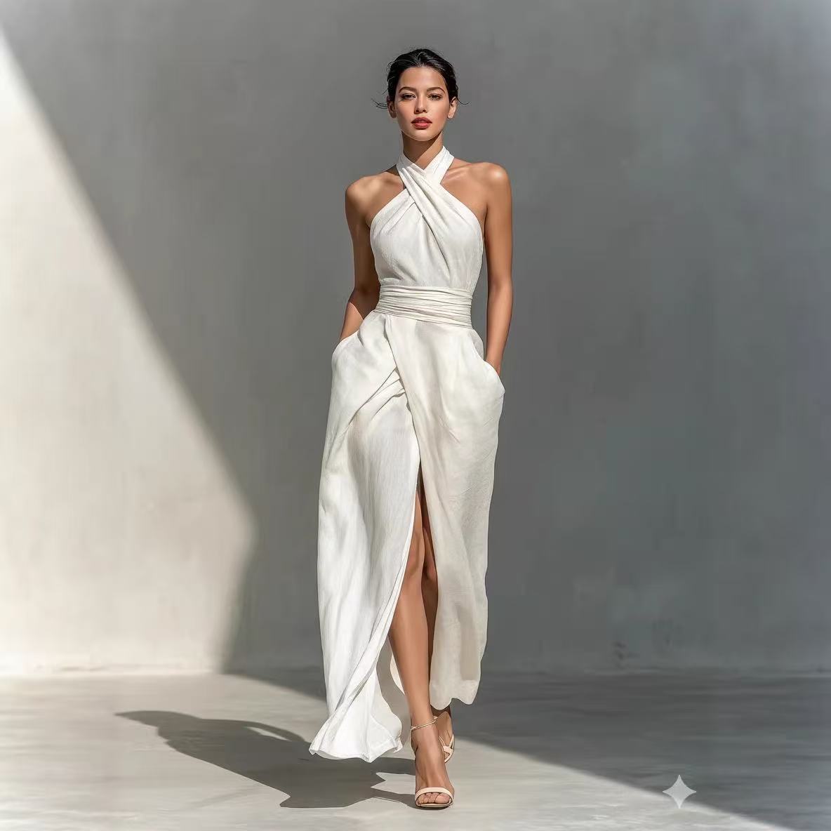 Vestido longo boho elegante co - Maxi Dress Halter avaliação e preço