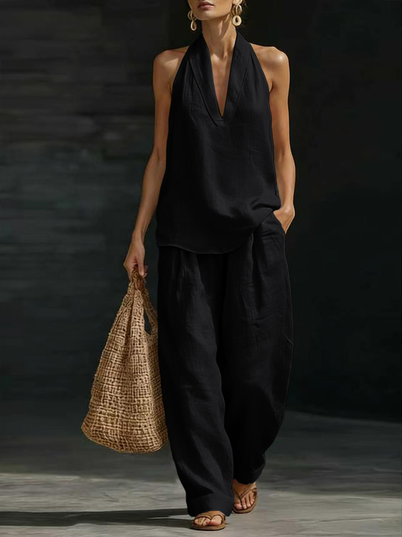 Conjunto Feminino de Linho 2 P - Linen Pant Wide avaliação e preço