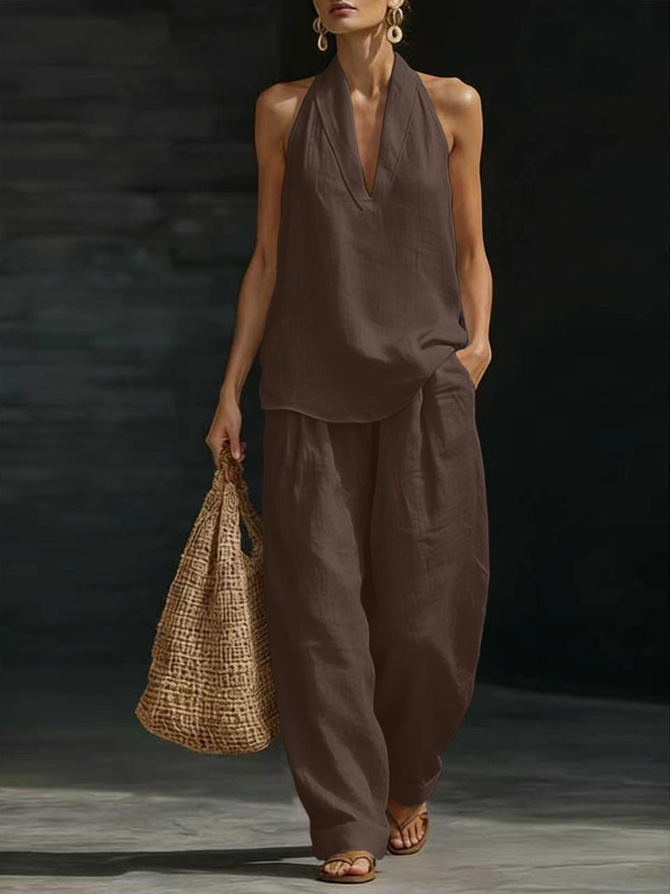 Conjunto Feminino de Linho 2 P - Linen Pant Wide avaliação e preço